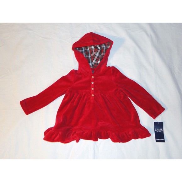 NWT Chaps Dress Tunic Legging Set Hooded Top Pants 18 M MRSP.38.00 Red Valentine - Picture 2 of 6